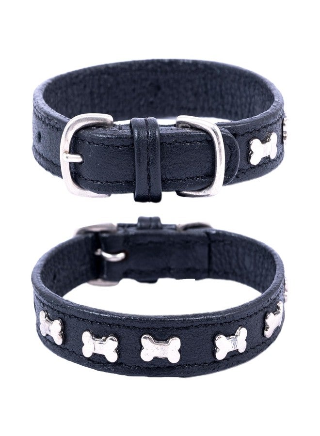 ADIL'S Adil’S Leather Cat Collar - Stylish Six Bone Studded Design, Breakaway Soft pet Collar, Adjustable Metal Buckle with Strong D-Ring for Leash attachments,Comfortable & Secure (Black) - Image 1